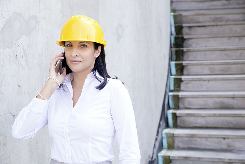 Construction manager on phone call