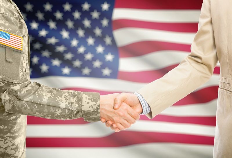 USA military and civil man shaking hands Art 1 L comp