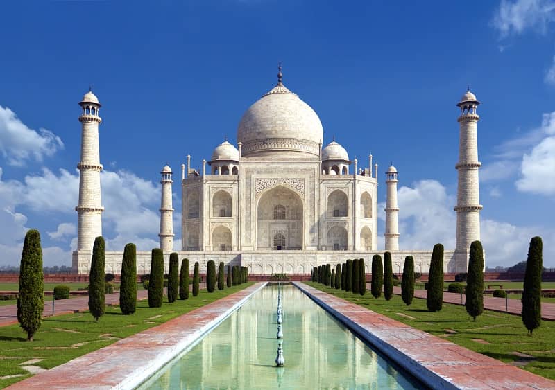 Taj mahal, Agra, India -monument of love in blue sky-cm