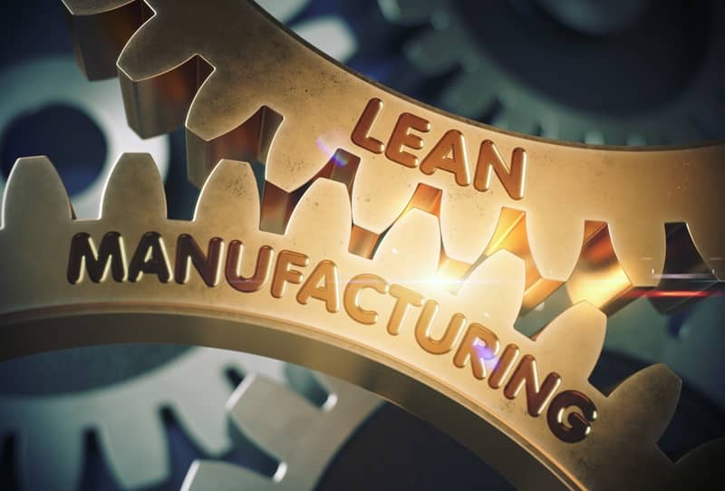 Lean Manufacturing Concept. Golden Gears. 3D Illustration-cm